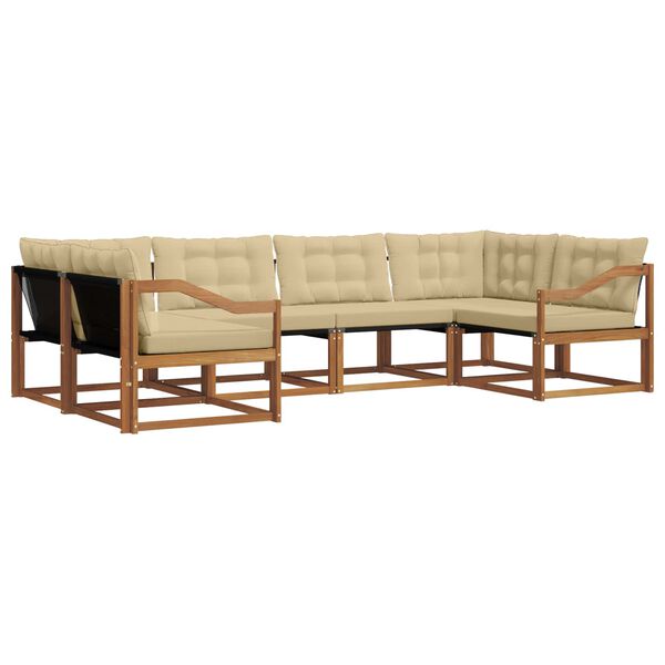 vidaXL Outdoor-Sofagarnitur mit Kissen 6 pcs Natur und Beige