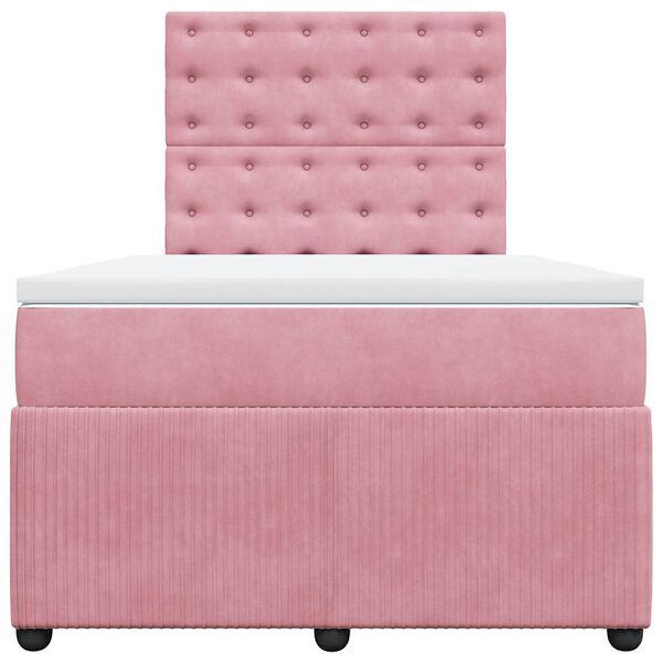 vidaXL Boxspringbett mit Matratze Rosa 120x190 cm Samt