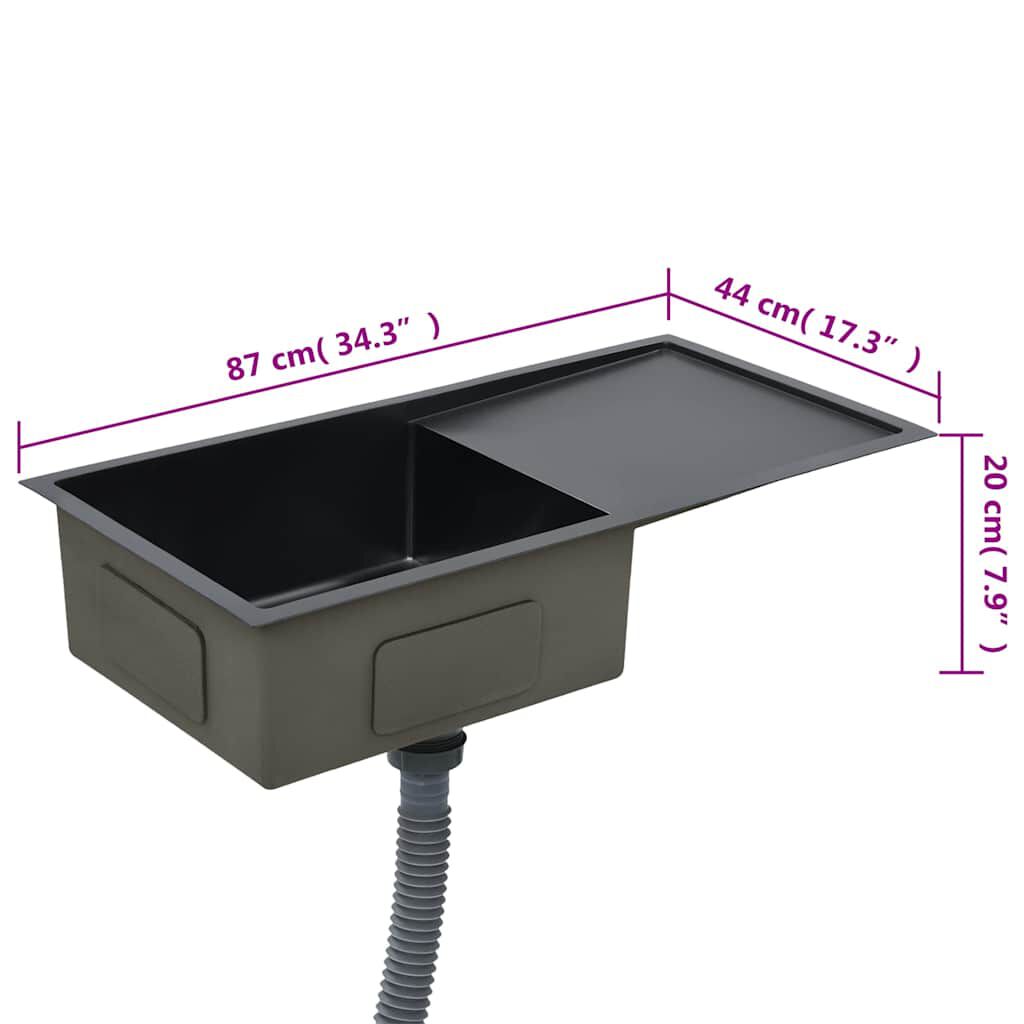 Luckyhorse 76,2 Cm Schwarze Unterbau-Küchenspüle Mit Nano-Beschichtung & Zubehör