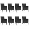 vidaXL 9-tlg. Garten-Essgruppe mit Kissen Schwarz Poly Rattan