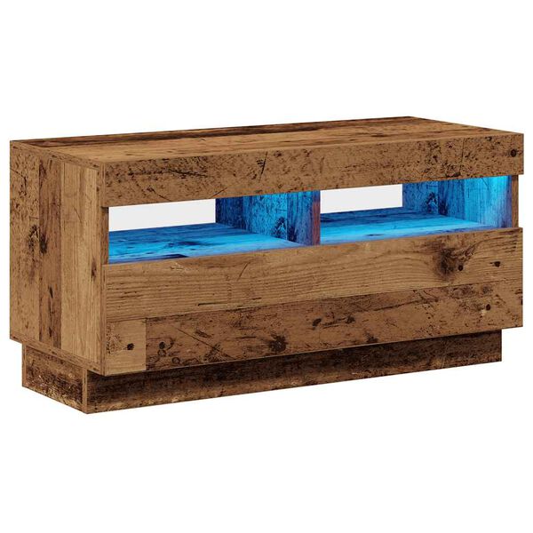 vidaXL TV-Schrank mit LED-Leuchten Altholz-Optik 80x35x40 cm