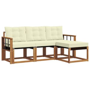 vidaXL Outdoor-Sofagarnitur 4 stk. 4-Sitzer Natur und Creme
