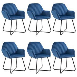 vidaXL Esszimmerst&uuml;hle 6 Stk. Blau Samt