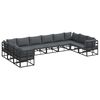 vidaXL Gartensofa-set mit Kissen 10 pcs Schwarz Aluminium
