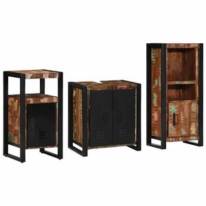 vidaXL Badezimmerm&ouml;bel-Set mit Regal 3 pcs Massives upgecyceltes Holz