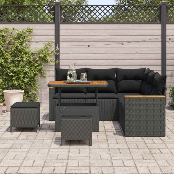 vidaXL Gartensofa-set 8 pcs Schwarz Poly-Rattan
