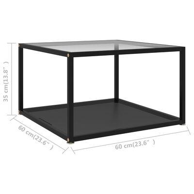 vidaXL Couchtisch Transparent und Schwarz 60x60x35 cm Hartglas