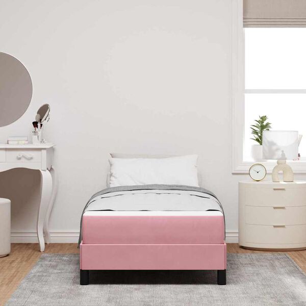 vidaXL Boxspringbett mit Matratze Rosa 100 x 220 cm Stoff
