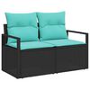 vidaXL Sofa Set 9 Stk. 8-Sitzanzahl Schwarz und T&uuml;rkis Poly Rattan