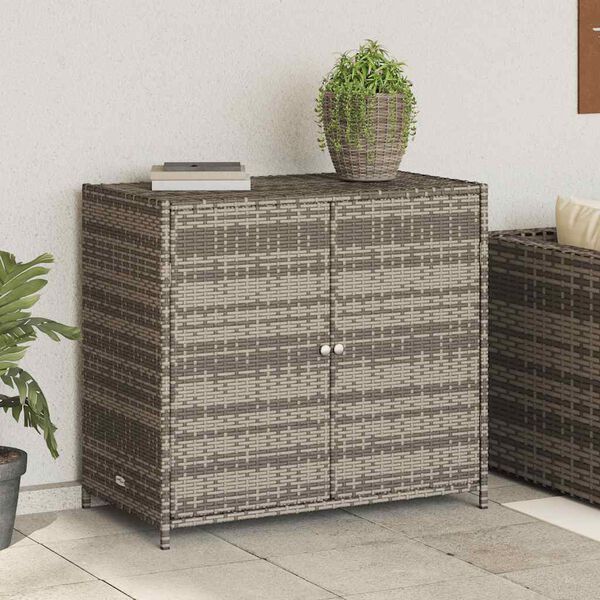 vidaXL Gartenschrank Grau 83x45x76 cm Poly Rattan