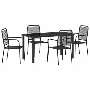 vidaXL Garten Essgruppe 5 stk. Schwarz Pulverbeschichteter Stahl
