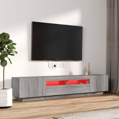 vidaXL 2-tlg. TV-Schrank-Set LED-Leuchten Grau Sonoma Holzwerkstoff