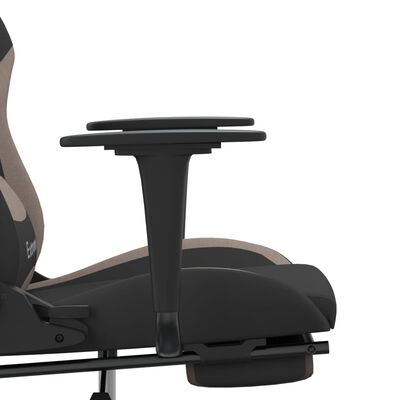 vidaXL Gaming-Stuhl mit Massage & Fußstütze Schwarz und Taupe Stoff
