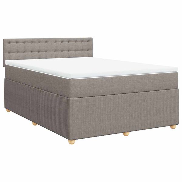 vidaXL Boxspringbett mit Matratze Taupe 140x200 cm Stoff