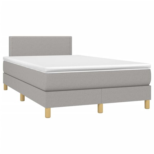 vidaXL Boxspringbett mit Matratze Hellgrau 120x190 cm Stoff