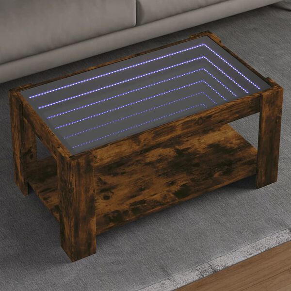 vidaXL LED-Couchtisch R&auml;uchereiche 93x53x45 cm Holzwerkstoff