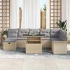vidaXL Garten-Sofa-Set mit Kissen mit Speicher 9 pcs Beige Poly Rattan