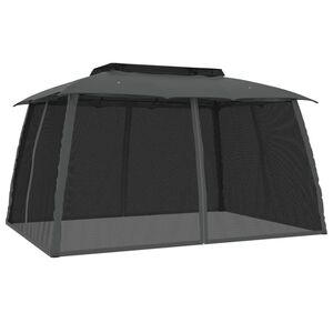 vidaXL Pavillon mit Doppeldach & Netzw&auml;nden Anthrazit 3,93x2,93m Stahl