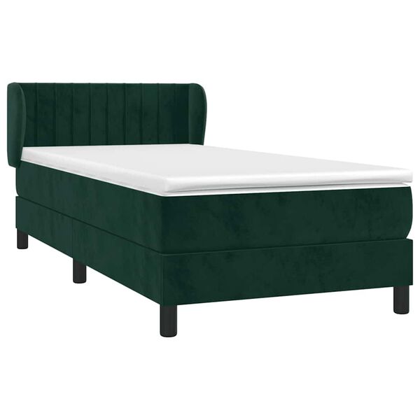 vidaXL Boxspringbett mit Matratze Dunkelgr&uuml;n 80x200 cm Samt