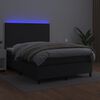 vidaXL Boxspringbett mit Matratze & LED Schwarz 140x190 cm Kunstleder