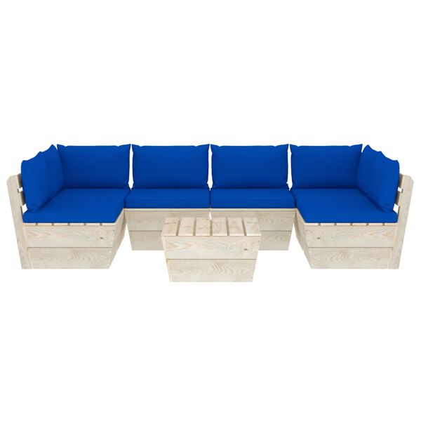 vidaXL 7-tlg. Garten-Sofagarnitur aus Paletten mit Kissen Fichtenholz