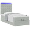 vidaXL Ottoman-Bett mit Matratzen & LEDs Hellgrau 90x200 cm Samt