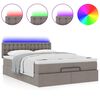 vidaXL Ottomanische Bett mit Matratze & LEDs Taupe 140x190 cm Stoff
