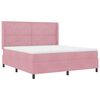 vidaXL Boxspringbett mit Matratze mit LED Rosa 180 x 200 cm Samt
