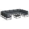 vidaXL Gartensofa-set mit Kissen 10 pcs Schwarz Aluminium