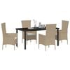 vidaXL Garten Essgruppe mit Kissen 5 pcs Beige Poly-Rattan