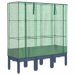 vidaXL Hochbeet mit Gew&auml;chshaus-Aufsatz Rattan-Optik 120x40x140 cm