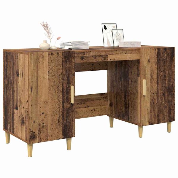 vidaXL Schreibtisch mit Regal Altholz 140 x 50 x 75 cm Holzwerkstoff