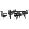 vidaXL Garten Essgruppe mit Kissen 7 pcs Schwarz Poly-Rattan