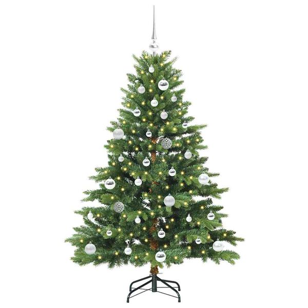 vidaXL K&uuml;nstlicher Weihnachtsbaum mit 150 LEDs Gr&uuml;n 150 cm PE und PVC