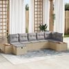 vidaXL Garten-Sofa-Set mit Kissen 7 pcs Beige Poly Rattan