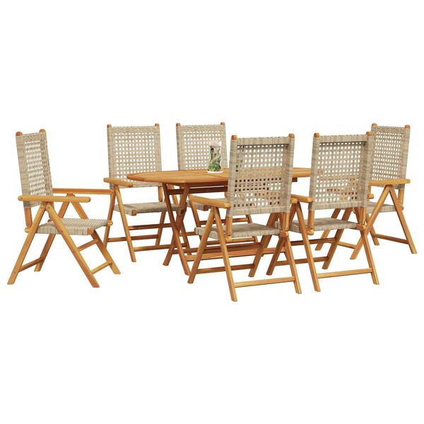 vidaXL Garten Essgruppe 7 pcs Beige Massivholz Akazie