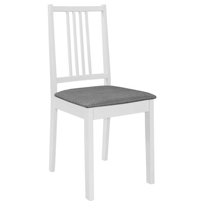 vidaXL Esszimmerstühle mit Polstern 4 Stk. Weiß Massivholz