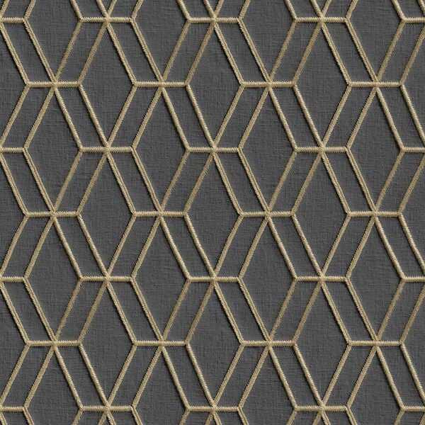 DUTCH WALLCOVERINGS Tapete Sechseckmuster Schwarz und Golden