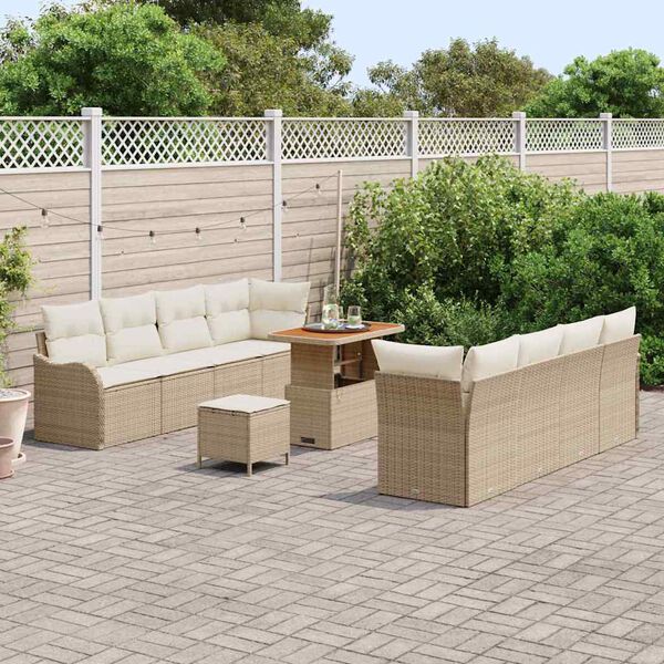 vidaXL Gartensofa-set mit Kissen 11 pcs Beige Poly-Rattan