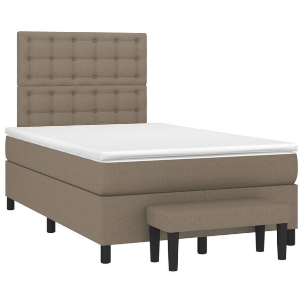 vidaXL Boxspringbett mit Matratze Taupe 120x200 cm Stoff