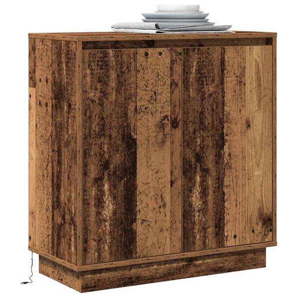 vidaXL LED-Sideboard mit Regal Altholz 71 x 34,5 x 75 cm Holzwerkstoff