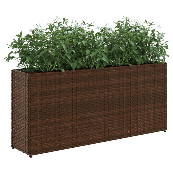 vidaXL Hochbeet mit 2 F&auml;chern Braun 90x20x40 cm Poly Rattan