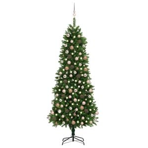 vidaXL Künstlicher Weihnachtsbaum mit Beleuchtung Kugeln 240 cm Grün