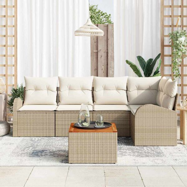 vidaXL Garten-Sofa-Set 6 pcs Beige und Wei&szlig;