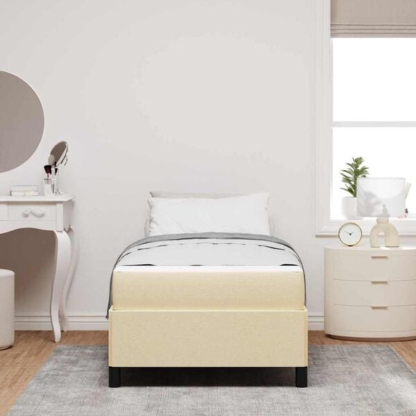 vidaXL Boxspringbett mit Matratze Creme 90 x 190 cm Stoff