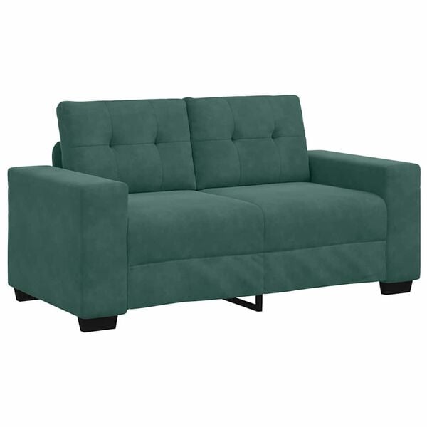 vidaXL 2-teiliges Sofa-Set mit Kissen, dunkelgr&uuml;ner Samt
