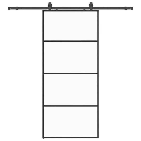 vidaXL Schiebetür mit Beschlag Schwarz 90x205 cm ESG-Glas