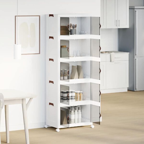 vidaXL Aufbewahrungsbox mit R&auml;dern Stapelbar 5-st&ouml;ckig 75L 64x40x179cm