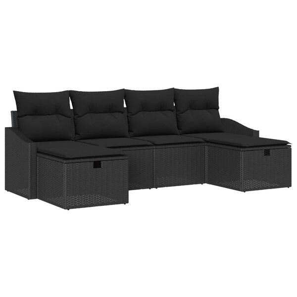 vidaXL Sofa Set mit Kissen 6 pcs Poly-Rattan