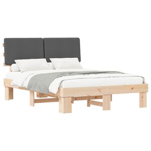 vidaXL Bettgestell mit gepolstertem Kopfteil Dunkelgrau 160 x 200 cm